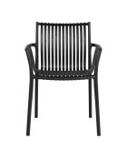 4 chaises de jardin Tulsa de jardin en polypropylène empilable noires - 595x565x825 cm