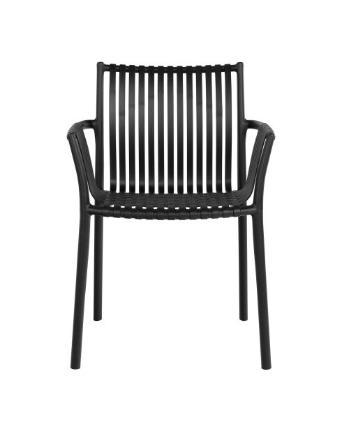 4 chaises de jardin Tulsa de jardin en polypropylène empilable noires - 595x565x825 cm