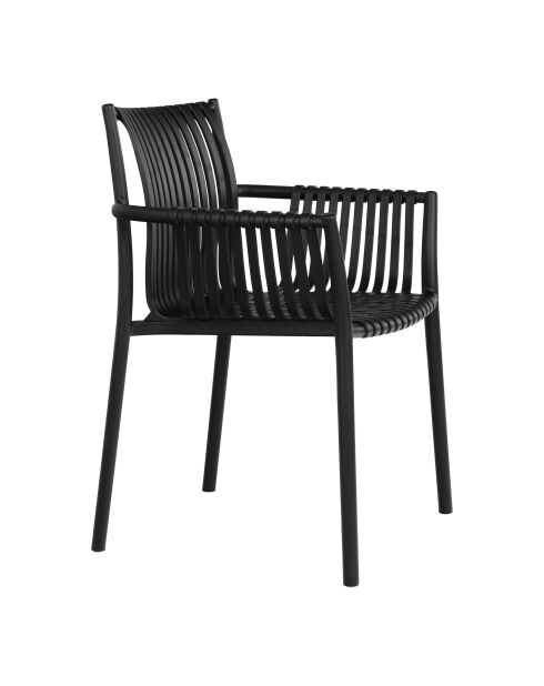 4 chaises de jardin Tulsa de jardin en polypropylène empilable noires - 595x565x825 cm