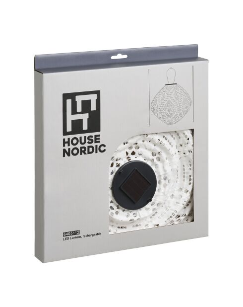 Harwood oplaadbare LED-lantaarn met geïntegreerd zonnepaneel wit - 30x30x24 cm