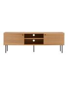 Kyoto tv-meubel 2 deuren 2 planken naturel eikenfineer zwarte metalen poten - 40x150x50 cm