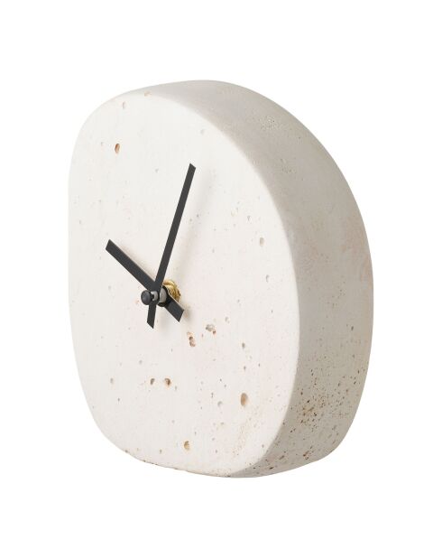 Orologio da tavolo Linz a forma organica in cemento bianco movimento silenzioso - 5x14x15 cm