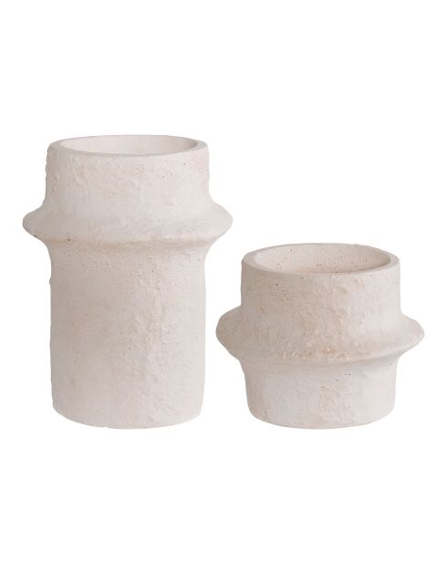 2 Kerzenhalter aus weißem Zement