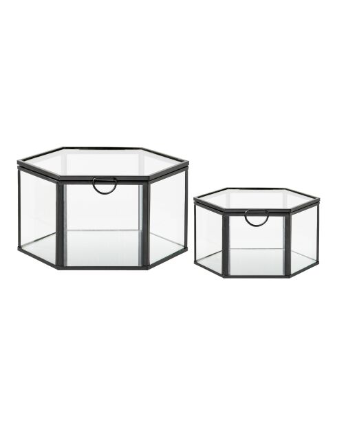 2 Boîtes Torpe en verre/métal transparente/noir