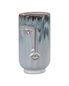 Blauwe keramische vaas - 9x9x17 cm