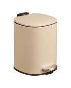 Poubelle à pédale Lodi avec fermeture amortie métal beige 3 l - 21x17x23 cm