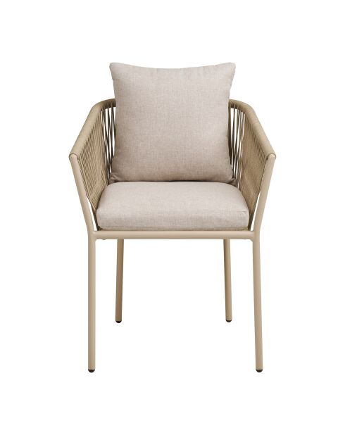 Incluye 4 sillas de comedor Salerno, cojín de arena de aluminio/poliéster, 60 x 61 x 78 cm