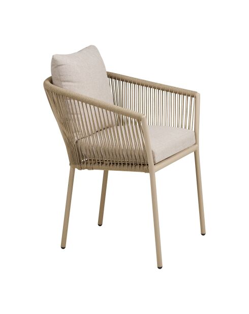 Incluye 4 sillas de comedor Salerno, cojín de arena de aluminio/poliéster, 60 x 61 x 78 cm