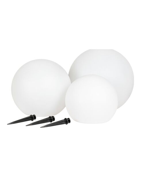 3 witte oplaadbare LED-lampen van Lifton met geïntegreerd zonnepaneel