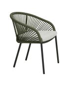 Incluye 2 sillas de comedor Novella, aluminio, verde y gris, cojín, 635x575x77 cm