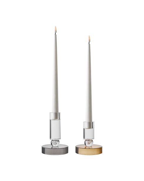 Kerzenhalter aus grau/weißem Glas - 9x9x13 cm