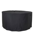 Housse de luxe pour table ronde avec 4 chaises en polyester enduit de PU déperlant noir. - 185x185x95 cm