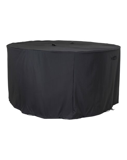 Housse de luxe pour table ronde avec 4 chaises en polyester enduit de PU déperlant noir. - 185x185x95 cm