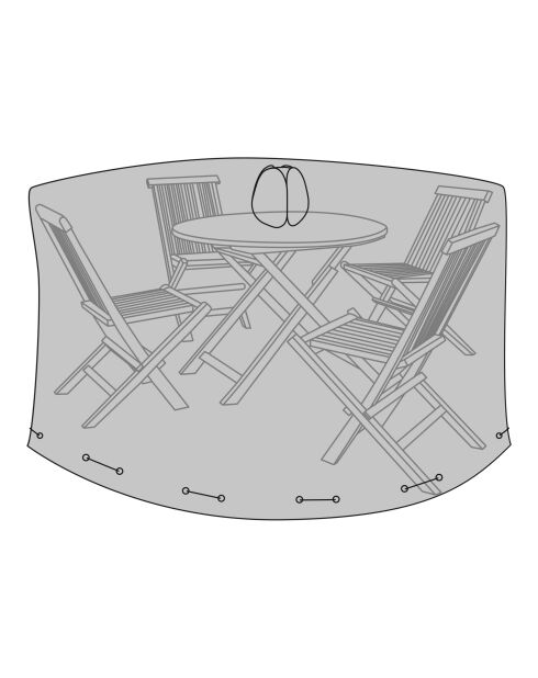 Housse de luxe pour table ronde avec 4 chaises en polyester enduit de PU déperlant noir. - 185x185x95 cm