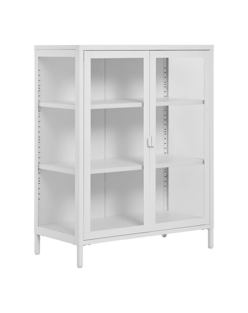 Ventana Brisbane, 2 puertas de cristal, acero blanco, 40x80x101 cm