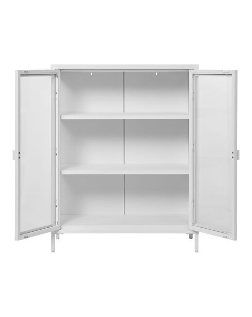 Ventana Brisbane, 2 puertas de cristal, acero blanco, 40x80x101 cm