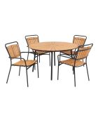 Ensemble de jardin Cleveland Table et 4 chaises de salle à manger - 58/130x64/130x91/74 cm