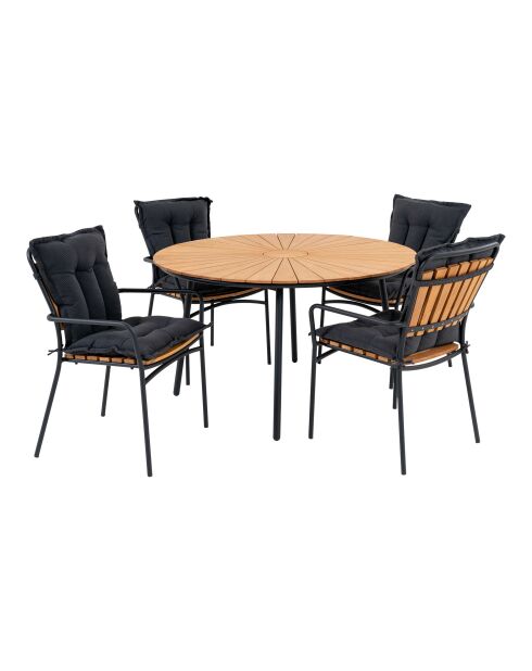 Ensemble de jardin Cleveland Table et 4 chaises de salle à manger - 58/130x64/130x91/74 cm