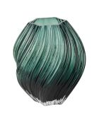 Jarrón de vidrio soplado a mano verde oscuro - 19x19x23 cm