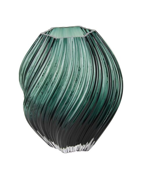 Vase en verre soufflé à la bouche vert foncé - 19x19x23 cm