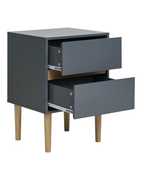 Tavolino Bisley in legno verniciato 2 cassetti grigio scuro - 35x40x55 cm