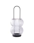 Farol Lucena de metal y cristal negro - 16x16x36 cm