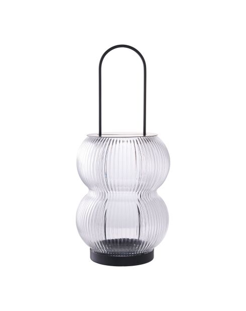 Farol Lucena de metal y cristal negro - 16x16x36 cm