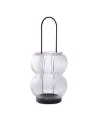 Farol Lucena de metal y cristal negro - 16x16x36 cm