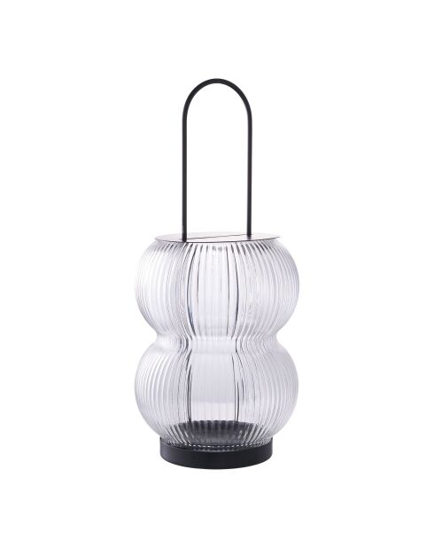 Farol Lucena de metal y cristal negro - 16x16x36 cm