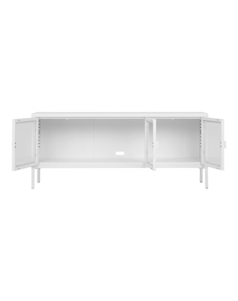 Mueble de TV Brisbane con 3 puertas de cristal en acero blanco - 40x130x55 cm