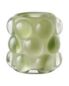 2 beige/grüne Glaskerzenhalter