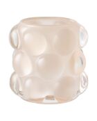 2 beige/grüne Glaskerzenhalter