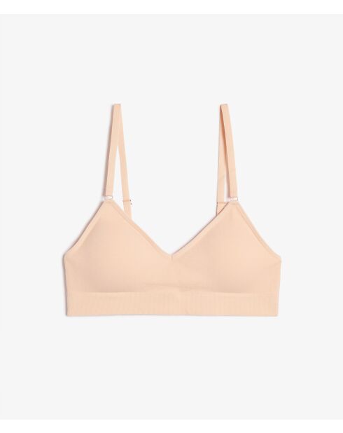 Hellbeiger, mandelfarbener, abnehmbarer BH ohne Bügel