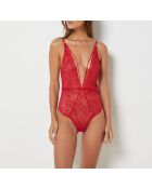 Affascinante body intero rosso senza ferretto