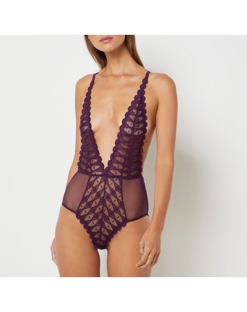 Panache pflaumenfarbener, einteiliger Body ohne Bügel