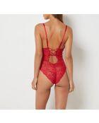 Affascinante body intero rosso senza ferretto