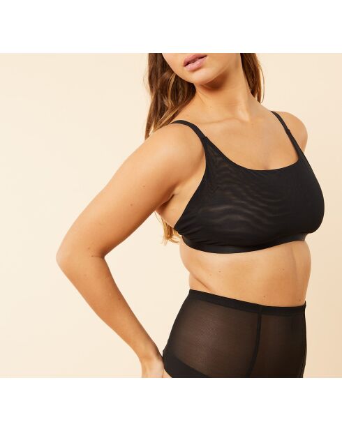 Zwarte bh zonder beugel met mesh-controle