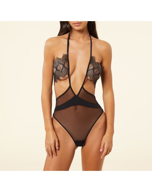 Zwarte bodysuit uit één stuk zonder beugel Narcisse