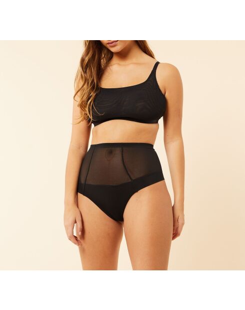 Zwarte bh zonder beugel met mesh-controle