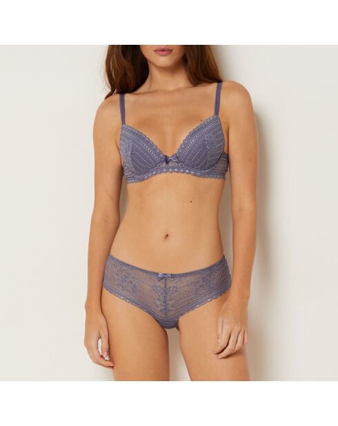 Panamablauwe push-up bh met beugel