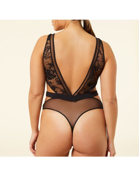 Body negro de una sola pieza sin aros de Dentelle And Me