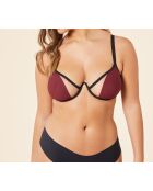 Delicatesse bh met beugel van bordeauxrood granaat en zwart