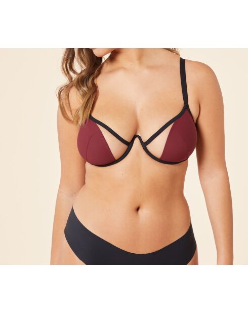 Delicatesse bh met beugel van bordeauxrood granaat en zwart
