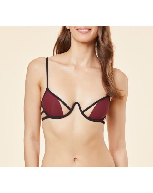 Delicatesse bh met beugel van bordeauxrood granaat en zwart