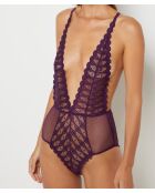 Panache pflaumenfarbener, einteiliger Body ohne Bügel