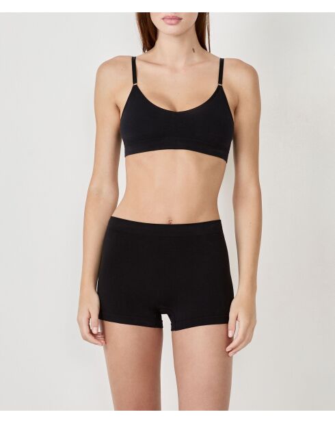 Schwarzer, mandelfarbener, abnehmbarer BH ohne Bügel