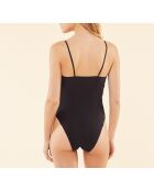 Schwarzer, einteiliger Body ohne Bügel von Peplum