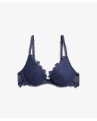 Blauwe push-up bh in paquerette met beugel