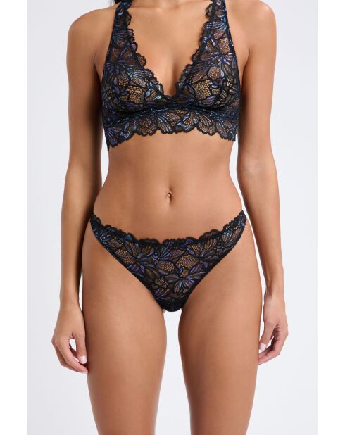 Schwarz/blauer reflektierender Tanga