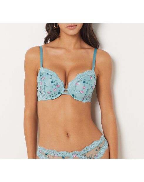 Push-up-BH mit Bügelstickerei Nr. 1 Escapade Blue Lagoon